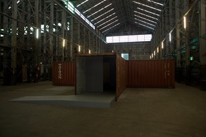 Cockatoo Island, Yukinori Yanagi, 'Icarus Container' (2018). Steel, mirror, ground glass, video, sound. Installation view: 21st Biennale of Sydney, Cockatoo Island, Sydney (16 March–11 June 2018). Courtesy the artist. Photo: silversalt photography.